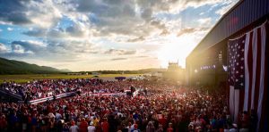 Political rally crowd